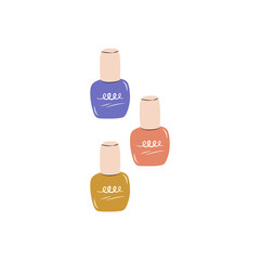 Vector illustration of nail polish bottles. Cosmetics for manicure.