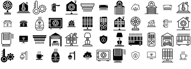 Set Of Domotics Icons Web Header Banner Design Containing Security,Miscellaneous,Technology,Electronics,Home Pictograms And Infographics Design Elements Vector Illustration