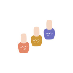 Vector illustration of nail polish bottles. Cosmetics for manicure.