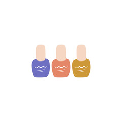 Vector illustration of nail polish bottles. Cosmetics for manicure.