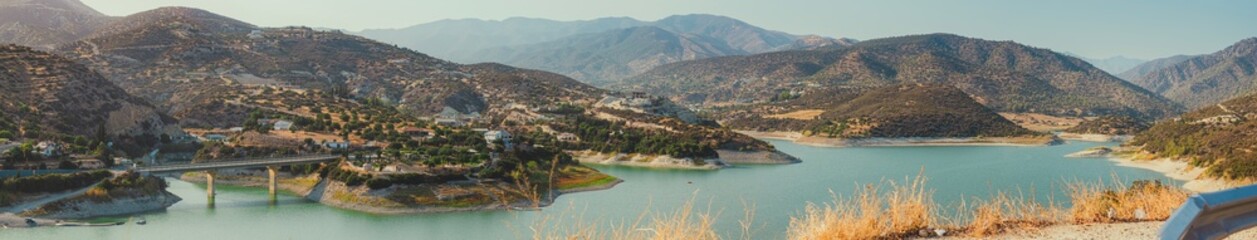 Obraz premium Panorama from a height on the reservoir