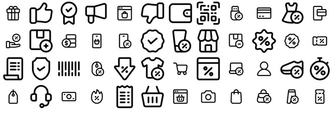Mega Set Of Vector Cyber Monday Vector Symbols Apps, Websites Ui Designs Suitable For Payment,Discount,Online-Shop,Commerce-And-Shopping,Percentage Infographic Simple Vector Illustration Logo