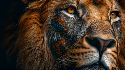 Lion's Eye with Abstract Pattern.