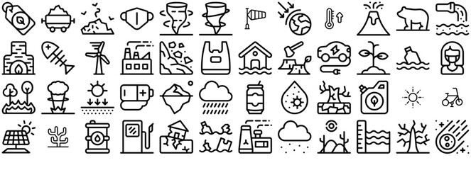 Set Of Climate Change Icons Web Header Banner Design Containing Pollution,Contamination,Climate-Change,Ecology,Nature Vector Icons Illustration Collection