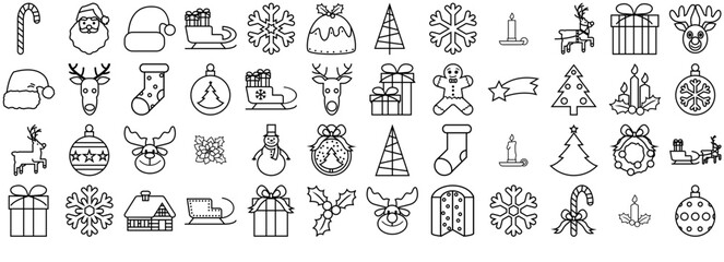 Set Of Linear Christmas Line Icon Icons Collection Isolated Silhouette Solid Icons Including Christmas,Christmas-Tree,December,Snow,Xmas Business Infographic Elements Logo Vector Illustration