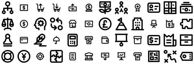 A Collection Of Business And Finance Mini Bold Vector Symbols Apps, Websites Ui Designs Suitable For Currency,Money,Payment,Finance,Dollar Infographic Simple Vector Illustration Logo