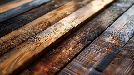 Close-up of various grains lined up in parallel lines on a rustic wooden surface, with sunlight creating intricate shadows and highlights, emphasizing the rich textures and colors. Detailed,