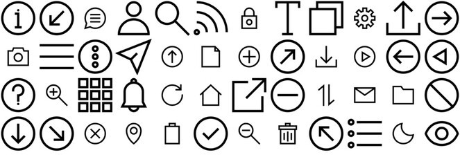 Mega Set Of Vector Basic Ui V Vector Symbols Apps, Websites Ui Designs Suitable For User-Interface,Left,Direction,Menu,Arrow Solid Icon Collection. Vector Illustration