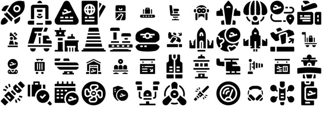 Mega Set Of Vector Airport Icons Web Header Banner Design Containing Airport,Airplane,Flight,Aviation,Plane Vector Icon Set Linear Pictogram Pack