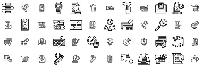 A Collection Of Approved And Rejected Icons Web Header Banner Design Containing Check,Approved,Rejected,Denied,Document Vector Icon Set Linear Pictogram Pack