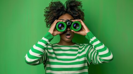 The woman with binoculars