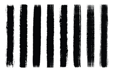 Straight Black Brush Strokes Set. Grunge Paint stripe. Vector grungy paint brush strokes collection. Black paint spots vector for design.