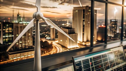 Naklejka premium Sophisticated Wind Turbine Data Analytics Dashboard - Real-Time Metrics for Renewable Energy Efficiency and Profitability