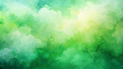 Fototapeta premium Vibrant green watercolor gradient background with soft, blended hues of lime, mint, and emerald, evoking a sense of calmness and serenity in digital designs.