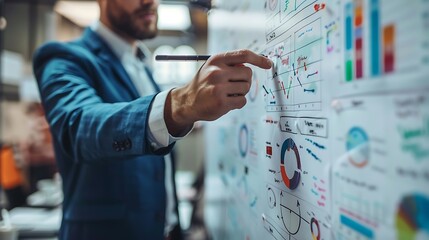 A close-up photograph of a technical interview, focus on the candidate’s detailed explanation using a whiteboard, interviewer listening attentively,