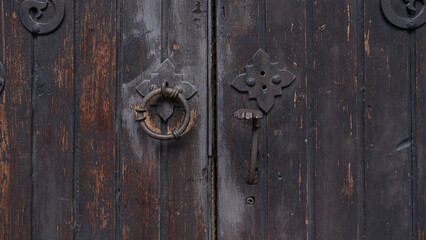 Part of old door on wall of the Kaliningrad Cathedral. 