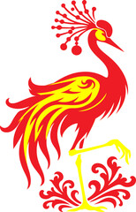 Crowned Crane with China flag