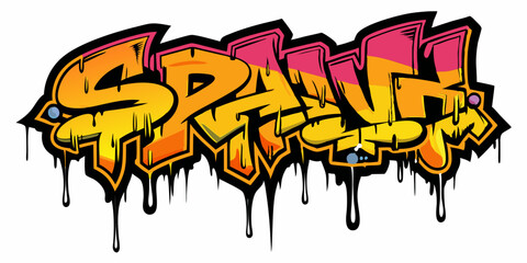 Graffiti font vector urban spray alphabet, street wall hand drawn letters, hip-hop modern style. Grunge drip print, fashion texture lettering splash, creative poster handwriting. Black graffiti font 