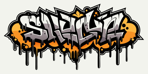 Graffiti font vector urban spray alphabet, street wall hand drawn letters, hip-hop modern style. Grunge drip print, fashion texture lettering splash, creative poster handwriting. Black graffiti font 