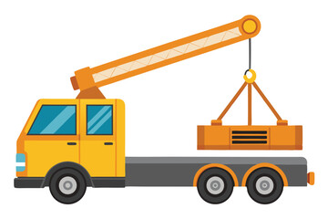 yellow crane isolated on white