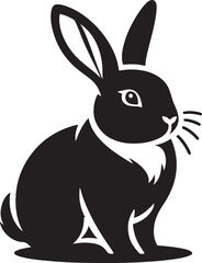 A bunny silhouette highlights its soft, rounded body, tall ears, and playful, hopping posture.