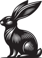 A bunny silhouette highlights its soft, rounded body, tall ears, and playful, hopping posture.