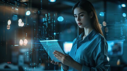 The woman using tablet