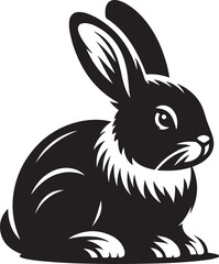 A bunny silhouette highlights its soft, rounded body, tall ears, and playful, hopping posture.