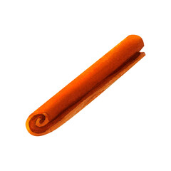 Sticks of fragrant Ceylon cinnamon are spices for baking, mulled wine, grog, masalla, and other hot drinks. Watercolor isolated illustration for autumn, winter, Christmas and Thanksgiving art