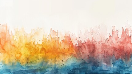 Abstract summer heat wave depicted in a spectrum of watercolors set upon a white