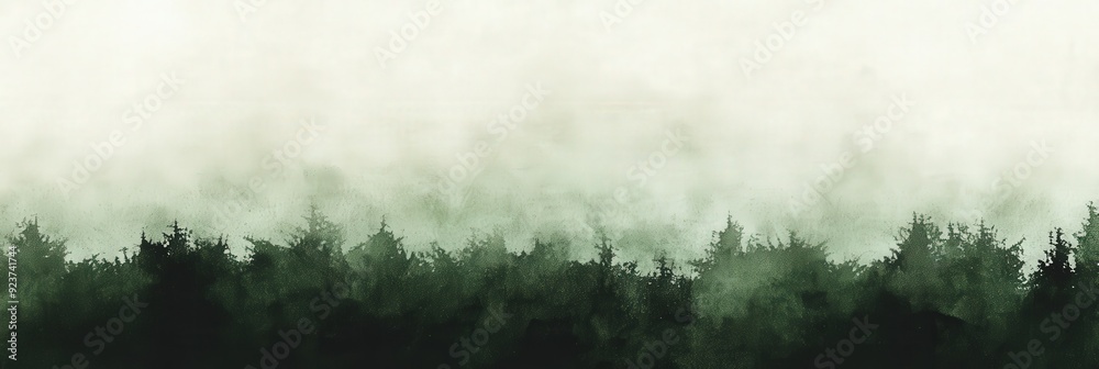 Wall mural misty forest watercolor painting