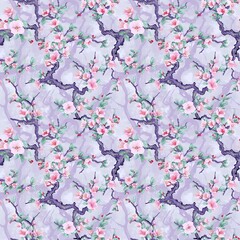 Cherry blossom seamless pattern