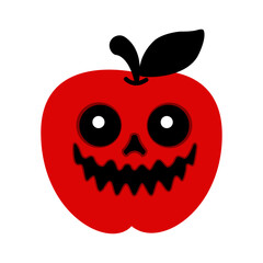 Spooky Red Apple with Face