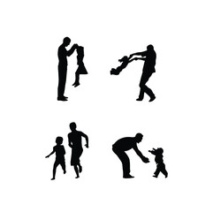 Father and Son Silhouette vector illustration 