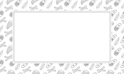 food and beverage frame in doodle style frame background
