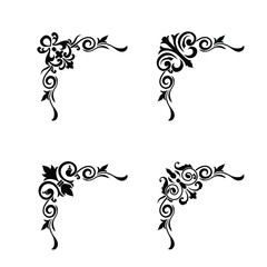 The Blooms Greenery Floral Foliage Ornament Corner Text Separator Elegance Frame for Invitations