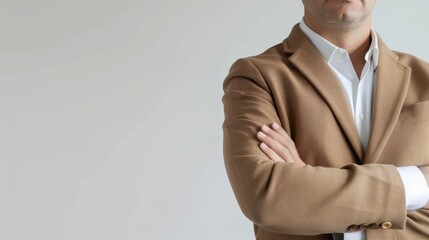 The businessman with arms crossed.