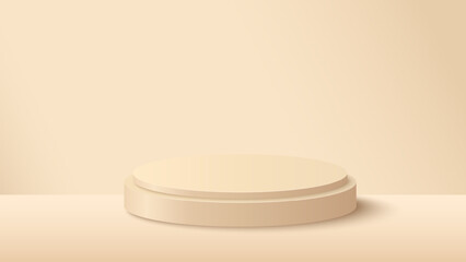 Podium to show product on beige background. Beige minimal scene for product display presentation. Vector illustration