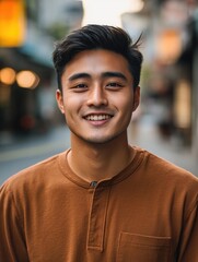 Fototapeta premium Smiling Asian Male in Streetwear