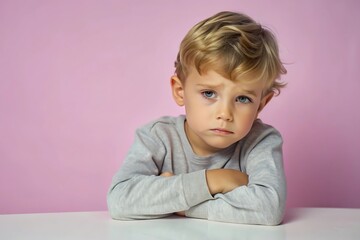 Fototapeta premium Close up on cute sad boy portrait