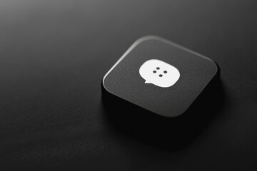 A closeup of a dark notification icon, emphasizing online communication and engagement in a sleek, contemporary style