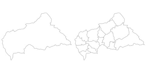 Central African Republic map. Map of Central African Republic in white set