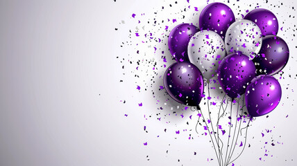 Birthday Balloons and Confetti Background