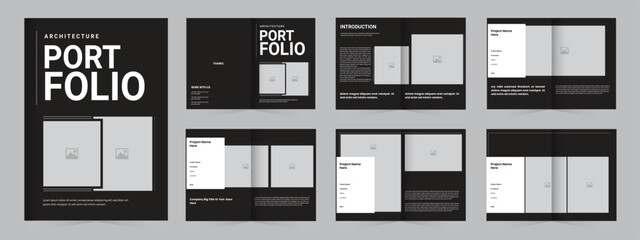 Professional clean A4 architecture portfolio template or portfolio design layout