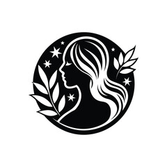 Black beauty care logo icon vector art illustration isolated on white background