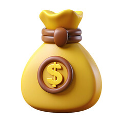 Bag With Coins 3D Icon
