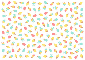 アイスクリーム模様の背景イラスト