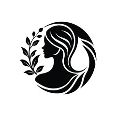 Black beauty care logo icon vector art illustration isolated on white background