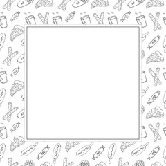 food and beverage frame in doodle style frame background