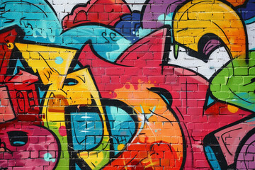 Vibrant Graffiti Art on a Brick Wall